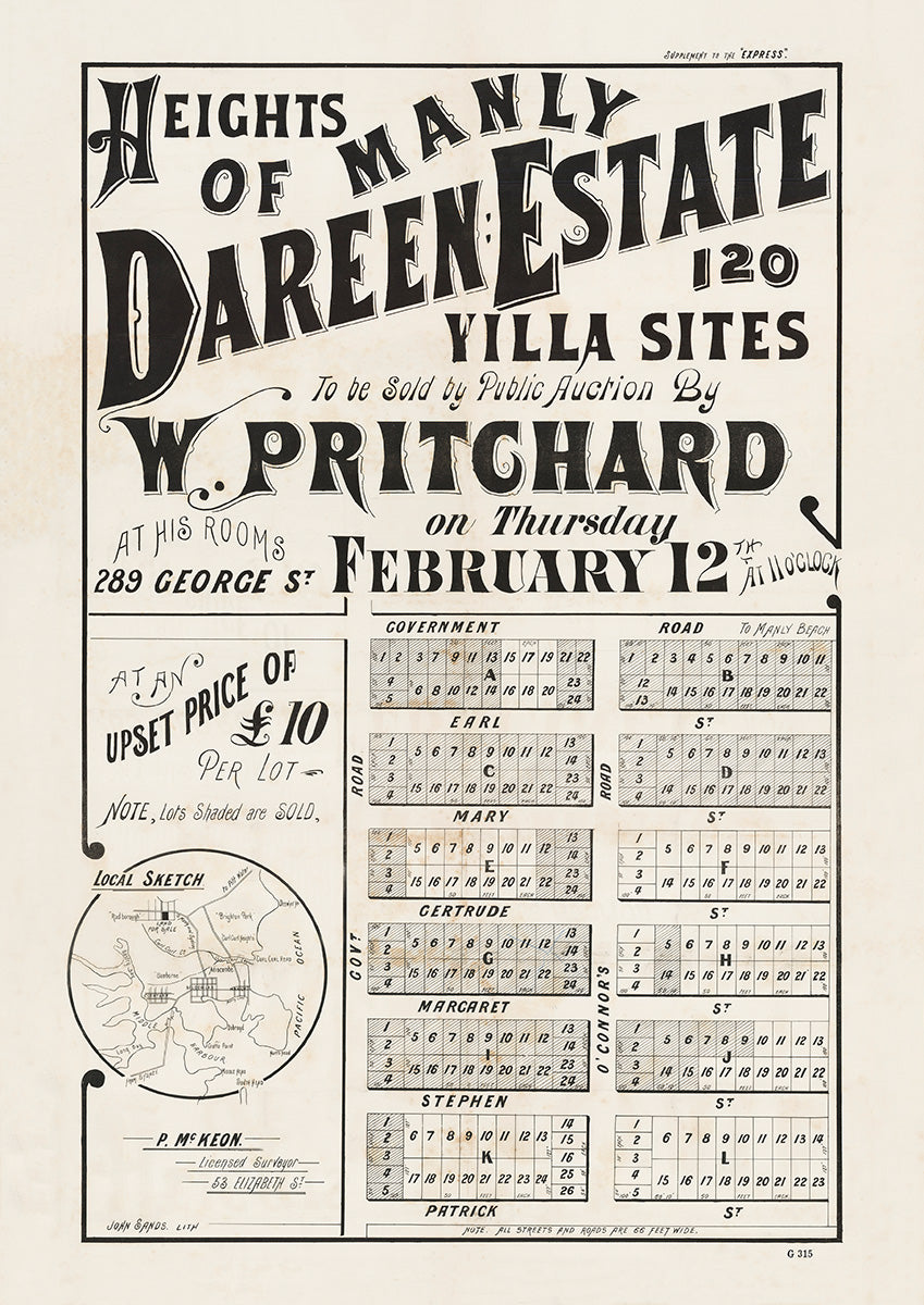 Government Rd, Earl St, Mary St, Gertruded St, Margaret St, Stephen St, Patrick St, O’Connors Rd, Beacon Hill NSW