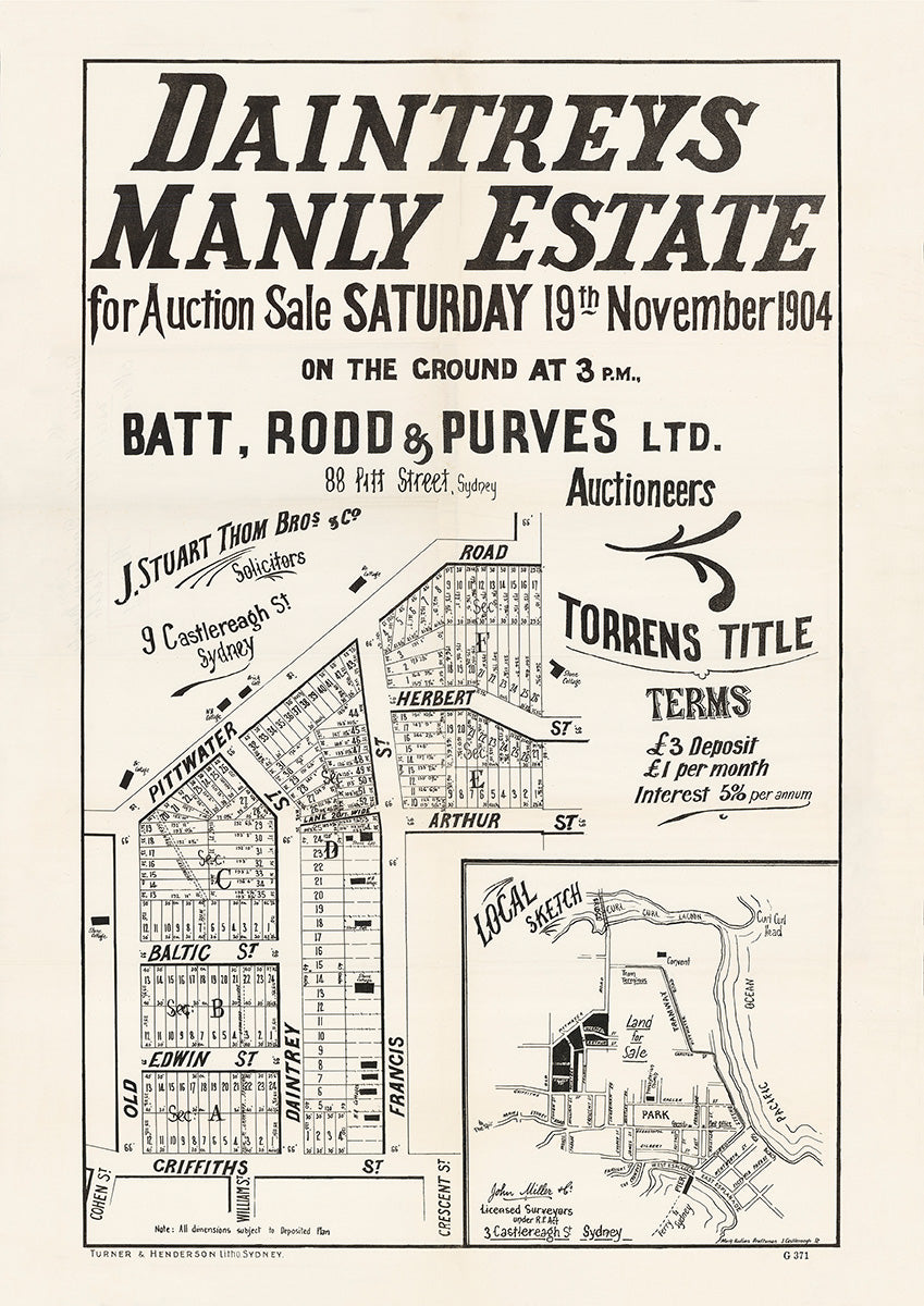 Old Pittwater Rd, Herbert St, Arthur St, Francis St, Daintrey St, Baltic St, Edwin St, Griffiths St, Queen St, William St, Crescent St, Fairlight NSW 1904