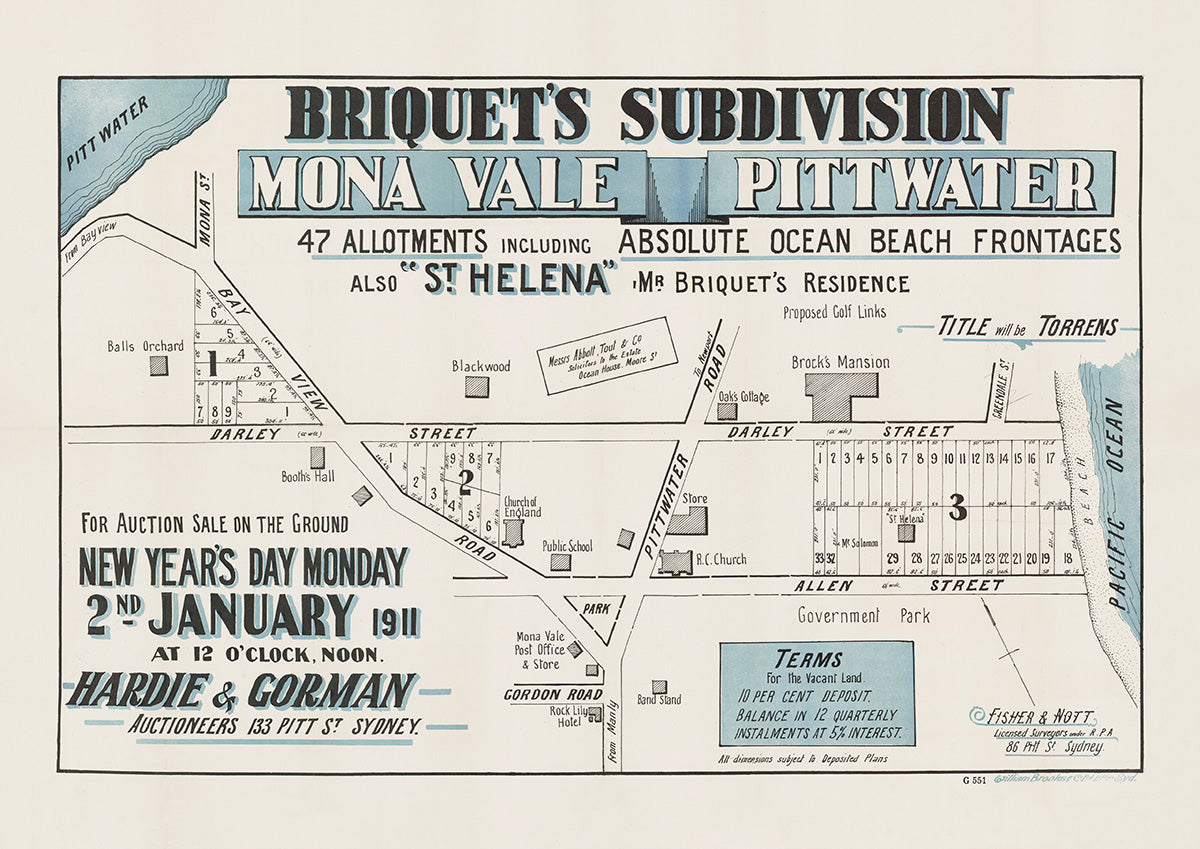 Mona St, Bay View Rd, Pittwater Rd, Allen St, Darley St, Park St, Golf Ave, Barrenjoey Rd, Greendale St, Gordon Rd, Mona Vale, Pittwater NSW 1911