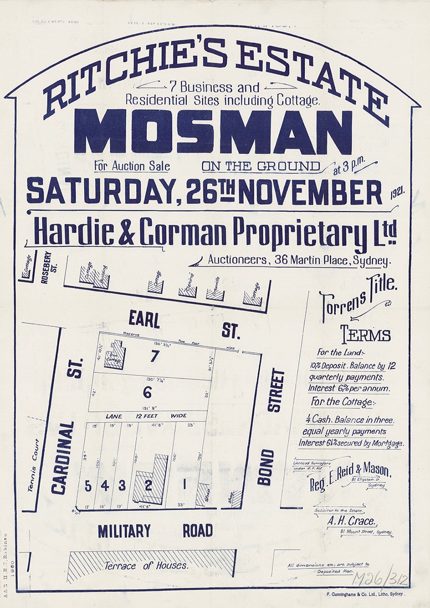 Cardinal St, Earl St, Bond St, Military Rd, Rosebery St, Mosman NSW 1921