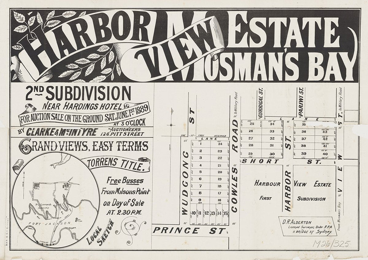 Prince St, Wudgong St, Cowles Rd, Harbor St, View St, Art Gallery Way, Vista St, Mosman NSW 1889