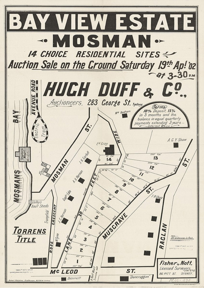 Avenue Rd, Mosman St, Rose Crescent, McLeod St, Raglan St, Musgrave St, Mosman NSW 1902