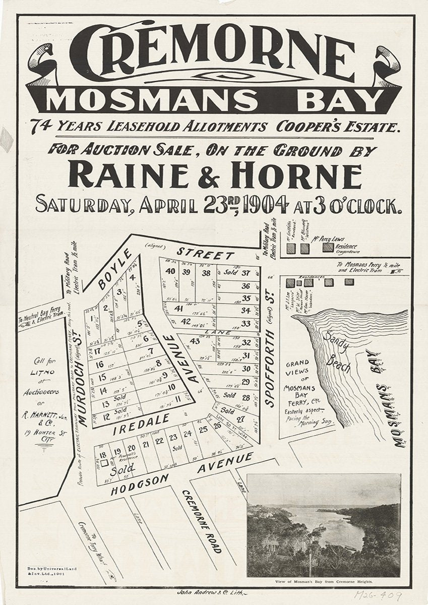 Boyle St, Murdoch St, Iredale Ave, Hodgson Ave, Spofforth St, Cremorne Rd, Mosman, Cremorne NSW 1904