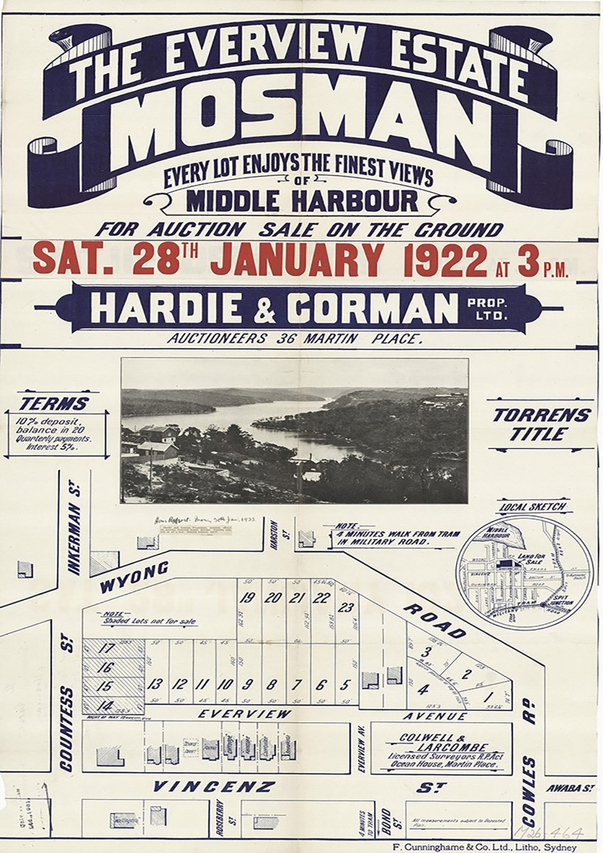 Inkerman St, Countess St, Wyong Rd, Cowles Rd, Vincenz St, Everview Ave, Awaba St, Harston St, Mosman NSW 1922