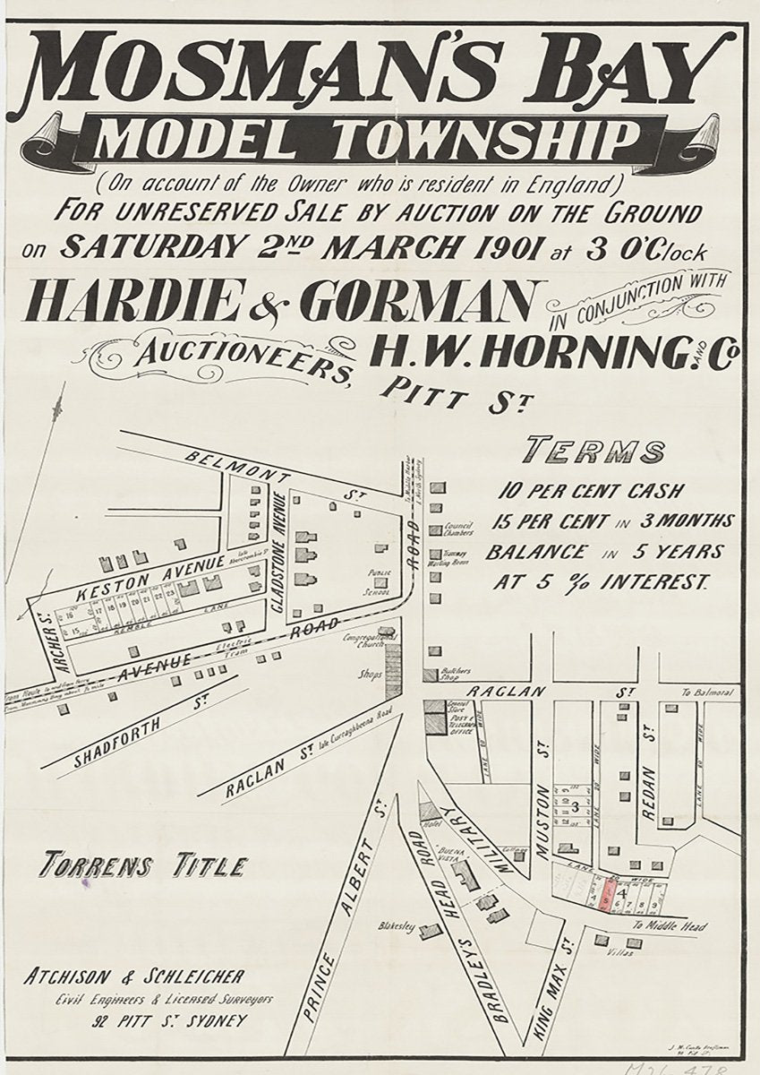 Belmont St, Gladstone Ave, Keston Ave, Avenue Rd, Shadforth St, Raglan St, Prince Albert St, Bradleys Head Rd, Military Rd, Muston St, Redan St, King Max St, Mosman NSW 1901