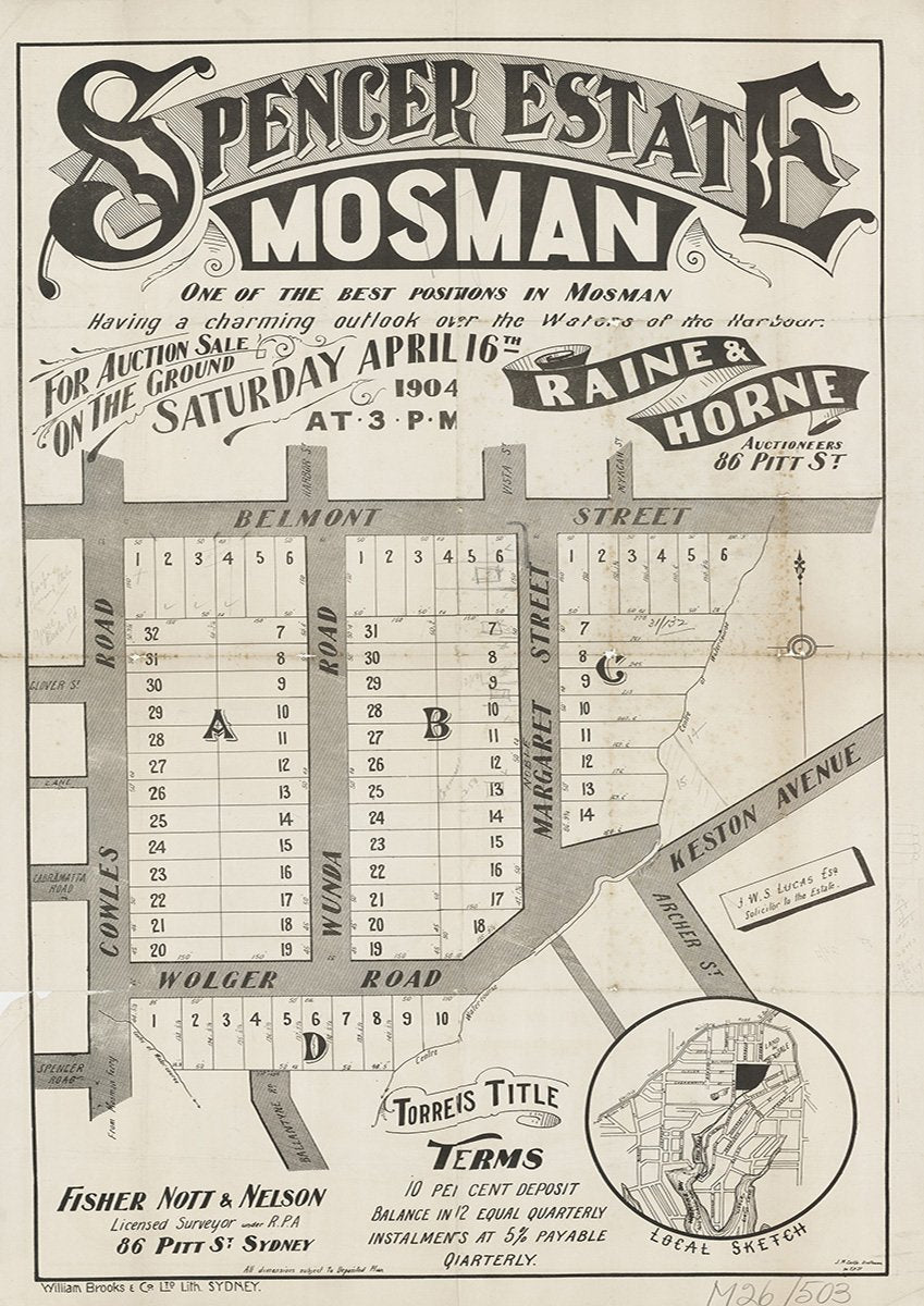 Belmont St, Cowles Rd, Wolger Rd, Margaret St, Wunda Rd, Noble St, Keston Ave, Harbor St, Vista St, Myagah St, Archer St, Glover St, Cabramata Rd, Ballantyne Rd, Mosman NSW 1904