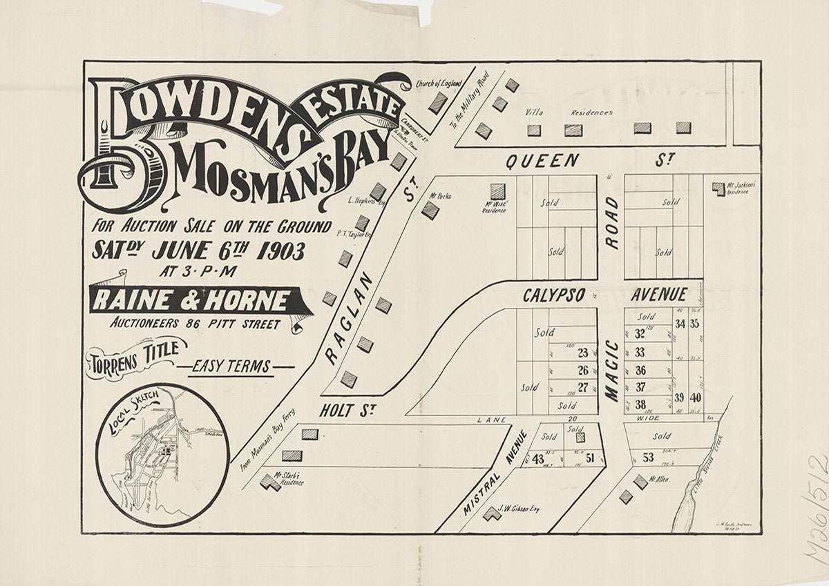 Raglan St, Holt St, Mistral Ave, Magic Rd, Calypso Ave, Queen St, Clanalpine St, Magic Grove, Canrobert St, Mosman NSW 1903