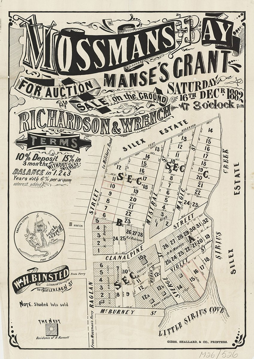 Raglan St, McBurney St, Violet St, Clanalpine St, Mistral St, Sverge St, Sirius Ave, Magic St, Mosman NSW 1882