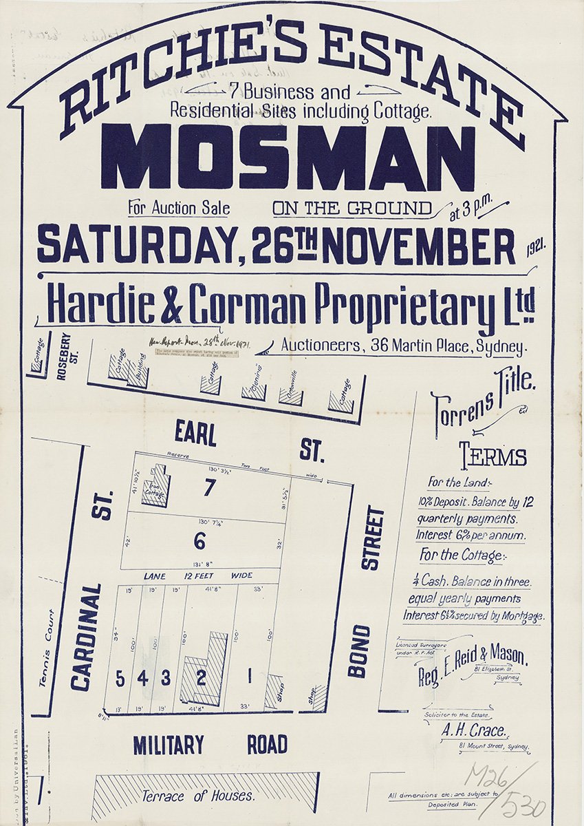 Cardinal St, Earl St, Bond St, Military Rd, Rosebery St, Mosman NSW 1921