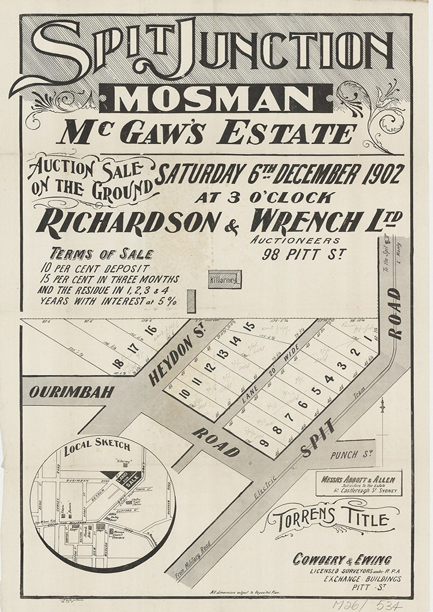 Ourimbah Rd, Heydon St, Spit Rd, Hordern Ln, Mosman NSW 1902