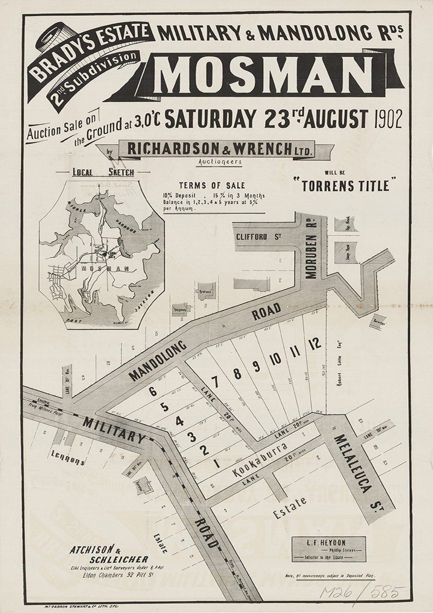 Clifford St, Moruben Rd, Mandolong Rd, Military Rd, Melaleuca St, Mosman NSW 1902