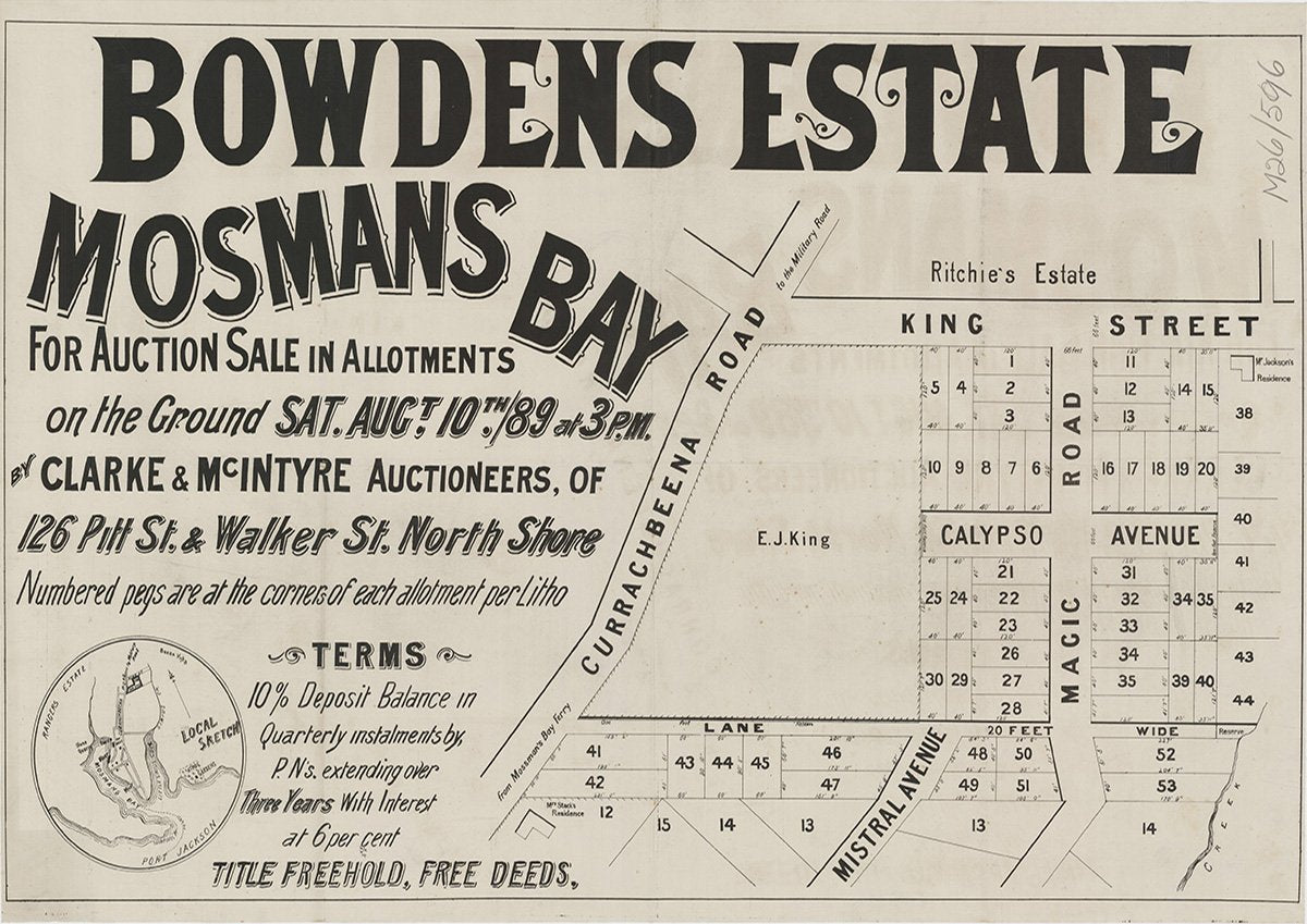 Currachbeena Rd, King St, Magic Rd, Mistral Ave, Clanalpine St, Queen St, Raglan St, Curraghbeena Rd, Mosman NSW 1889