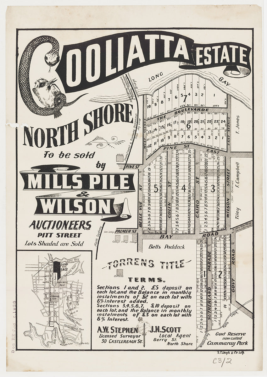 Long Bay, West Ave, Pine St, Bellevue St, Bay Rd, Wilson St, East Ave, The Boulevarde, Colin St, Cairo St, Wilson St, Sutherland Pde, Carter St, Echo St, Warringa Rd, Palmer St, Cammeray NSW