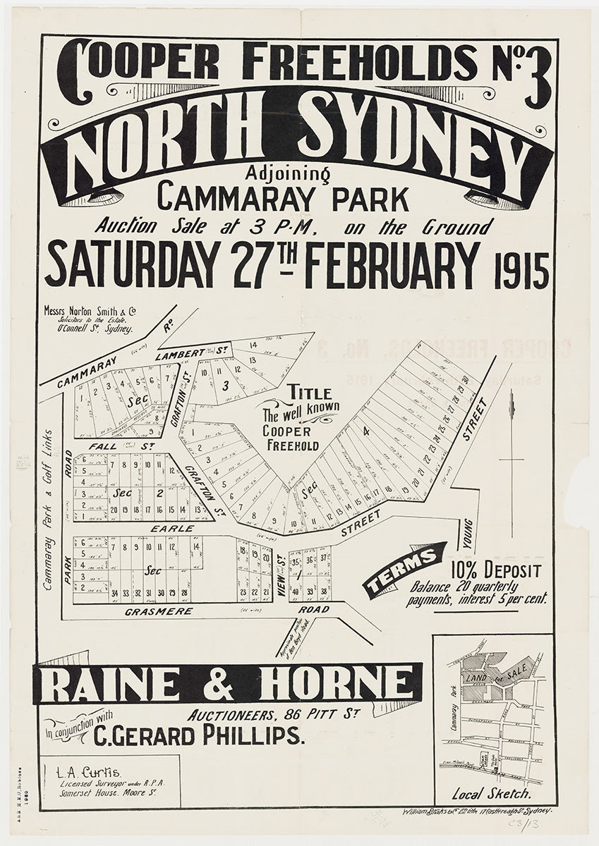 Cammeray Rd, Lambert St, Park Rd, Earle St, Fall St, Grasmere Rd, Grafton St, Creek Ln, View St, Young St, Cremorne NSW 1915