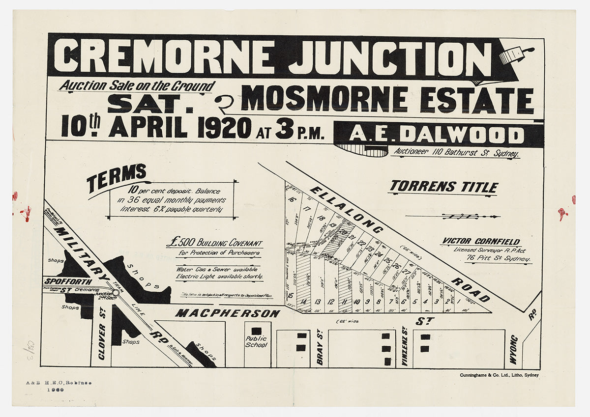 Ellalong Rd, Macpherson St, Macpherson St, Wyong Rd, Military Rd, Glover St, Spofforth St, Bray St, Vinzenz St, Cremorne, Mosman NSW 1920