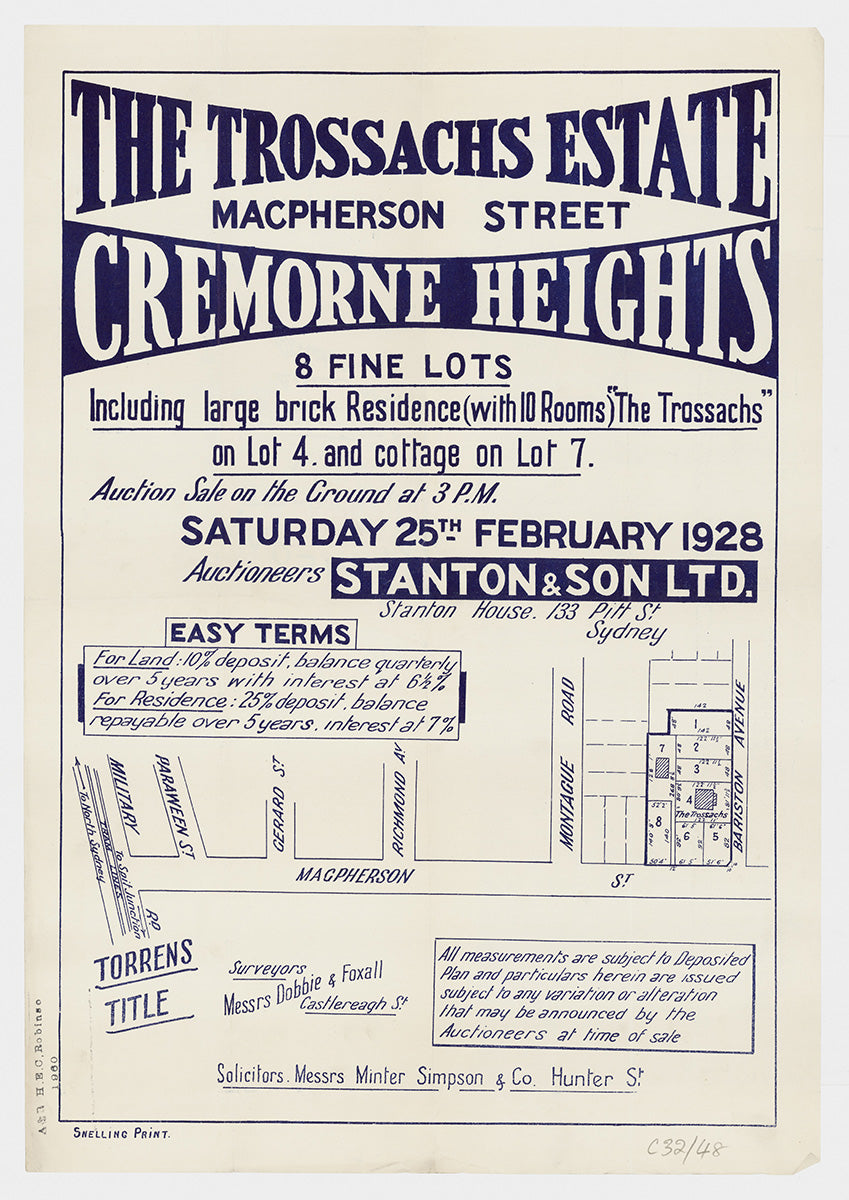 Bariston Ave, Macpherson Rd, Montage Rd, Military Rd, Parraween St, Gerard St, Richmond Ave, Cremorne, Mosman NSW 1928