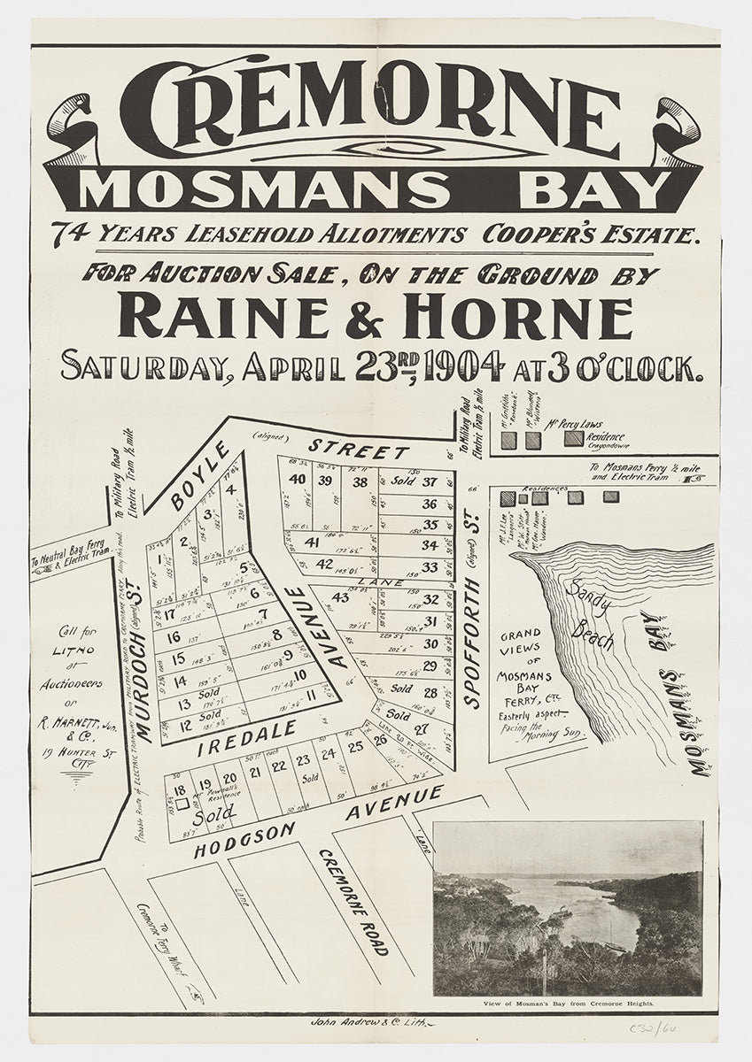 Spofforth St, Hodgson Ave, Iredale Ave, Murdoch St, Boyle St, Kareela Rd, Cremorne Rd, Cremorne Point, Mosman NSW 1904