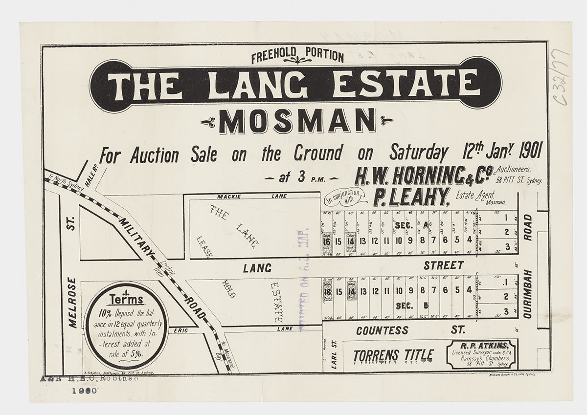 Lang St, Countess St, Ourimbah Rd, Military Rd, Melrose St, Hale St, Mackie Ln, Eric Ln, Earl St, Cremorne, Mosman NSW 1901