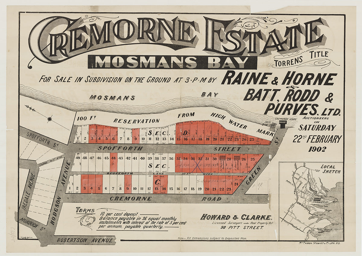 Spofforth St, Cremorne Rd, Hodgson Ave, Robertson Ave, Green St, Iredale Ave, Murdoch St, Cremorne Point, Mosman NSW 1902