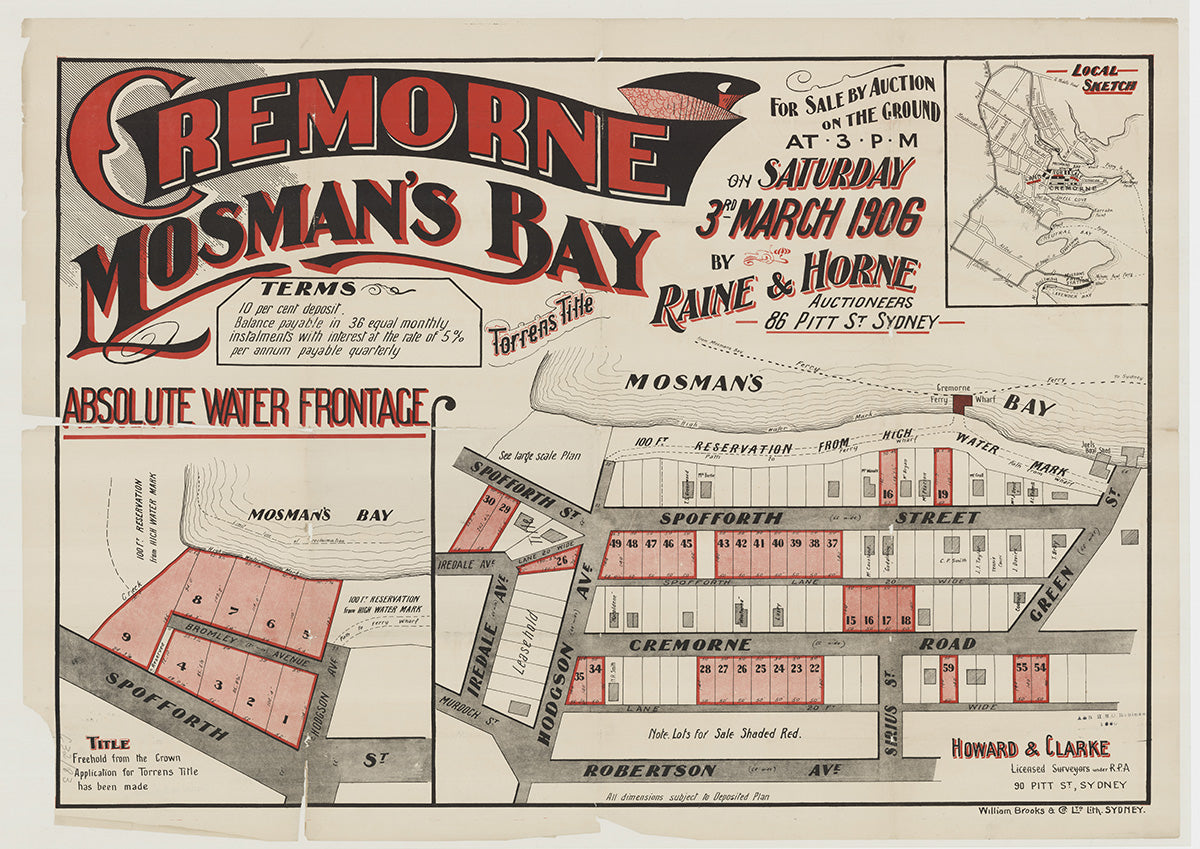 Spofforth St, Cremorne St, Hodgson Ave, Robertson Ave, Green St, Bromley Ave, Kareela Rd, Iredale Ave, Sirius St, Cremorne, Mosman NSW 1906