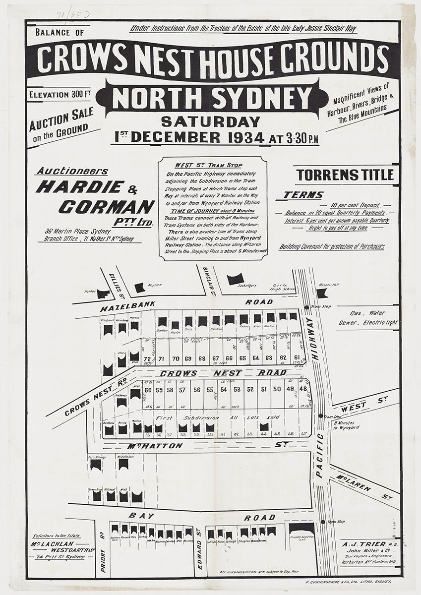 Hazelbank Rd, Crows Nest Rd, McHatton St, Gillies St, Sinclair St, Priory Rd, Edward St, Pacific Hwy, Bay Rd, West St, McLaren St, North Sydney, Waverton NSW 1934