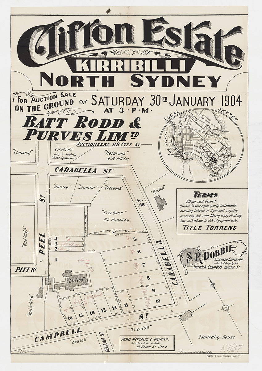 Peel St, Pitt St, Campbell St, Beulah St, Carabella St, Kirribilli NSW 1904