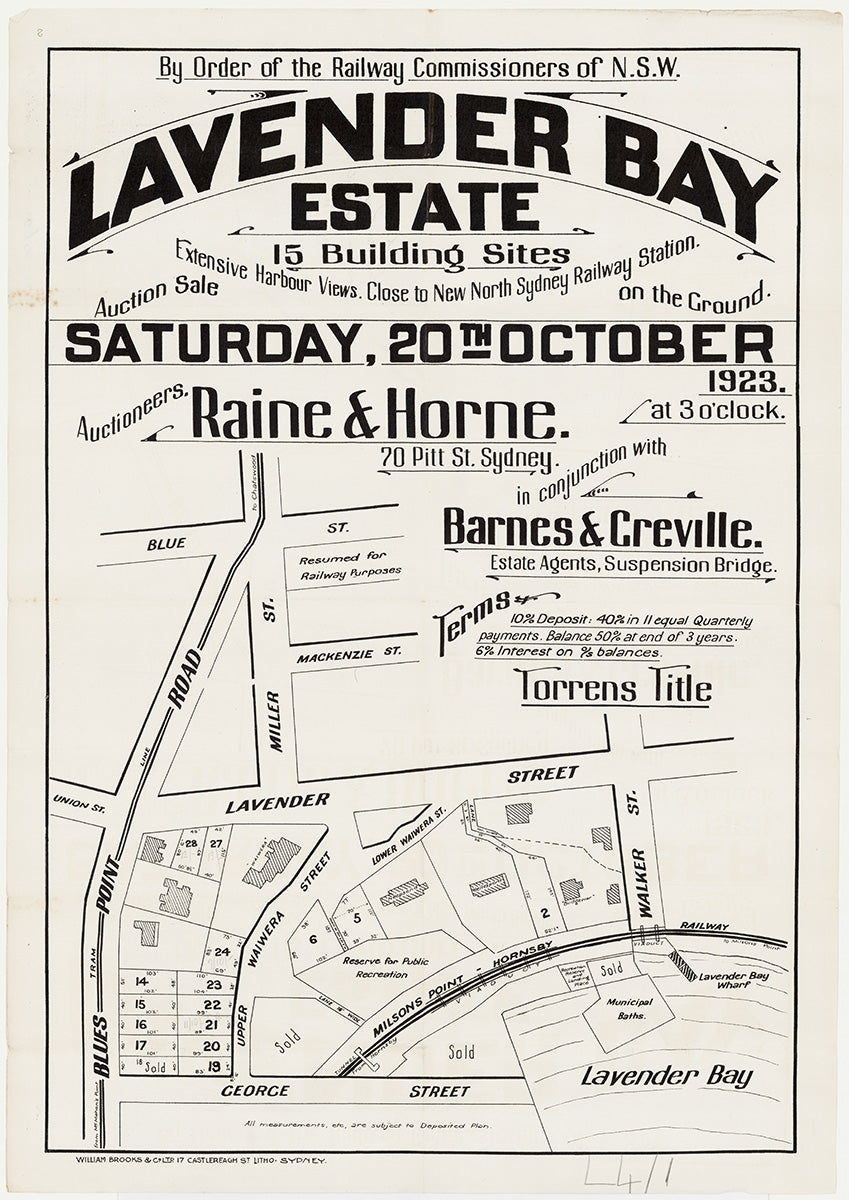 Blues Point Rd, Lavender St, Walker St, George St, King George St, Blue St, Miller St, Mackenzie St, Upper Waiwera St, Union St, Lavender Bay NSW 1923