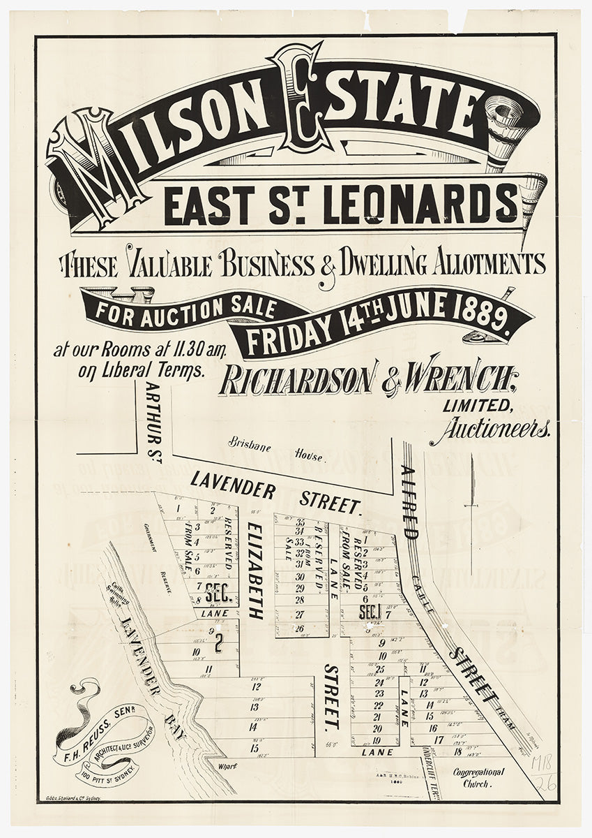 Arthur St, Lavender St, Alfred St, Elizabeth St, Cliff St, Harbourview Cres, Undercliff Terrace, Lavender Bay, Milsons Point NSW 1889