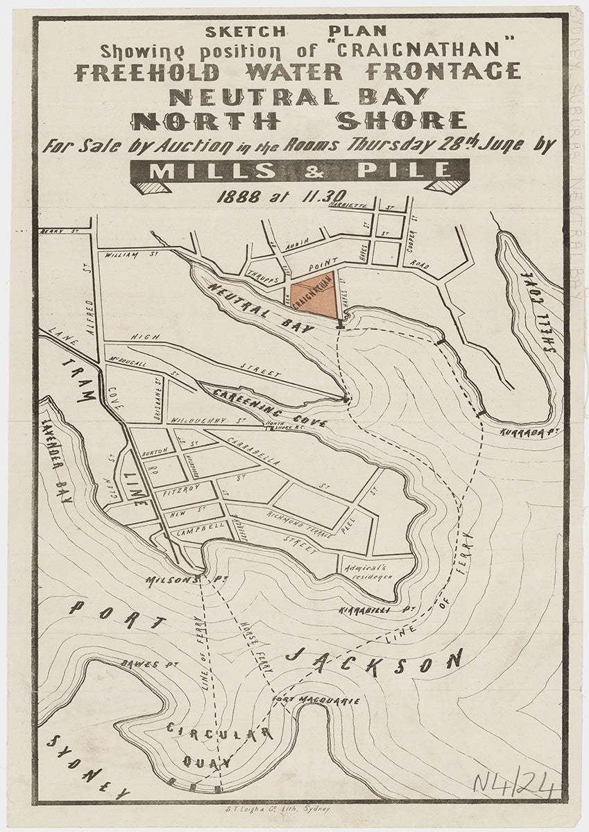 Harriette St, Glen St, Campbell St, Carrabella St, Willoughby St, High St, Thrupps Point Rd, Thrupp St, New St, Jeffreys St, Peel St, Burton St, Willoughby St, Kirribilli, Neutral Bay NSW 1888