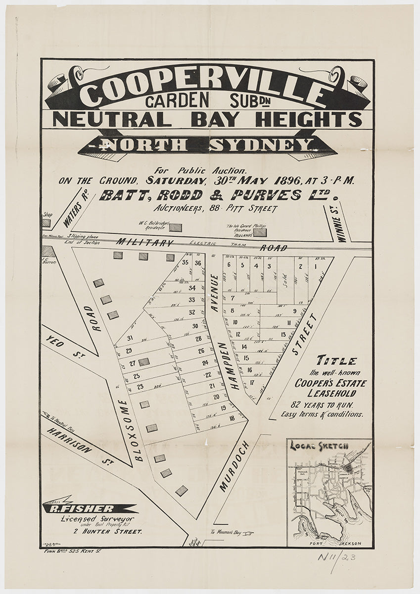 Harrison St, Bloxsome Rd, Yeo St, Waters Rd, Military Rd, Winnie St, Murdoch St, Hampden Ave, Rangers Rd, Cremorne, Neutral Bay NSW 1896