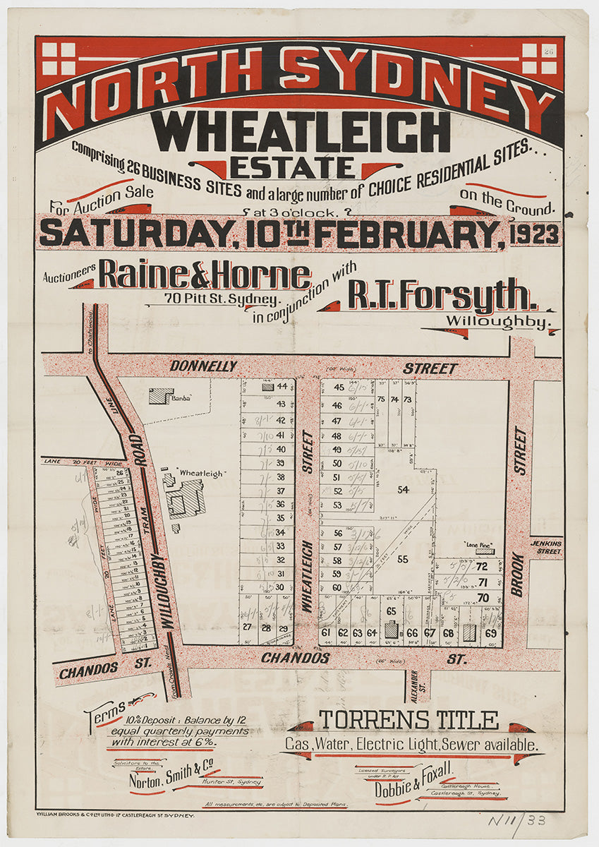 Chandos St, Willoughby Rd, Donnelly St, Brook St, Wheatleigh St Alexander St, Jenkins St, Crows Nest, Naremburn, North Sydney NSW 1923