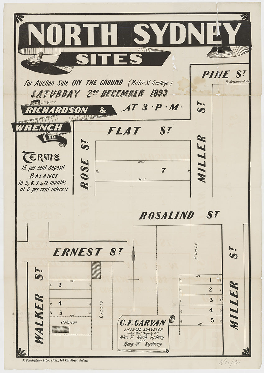 Walker St, Ernest St, Rose St, Flat St, Miller St, Pine St, Rosalind St, Cammeray, North Sydney NSW 1893