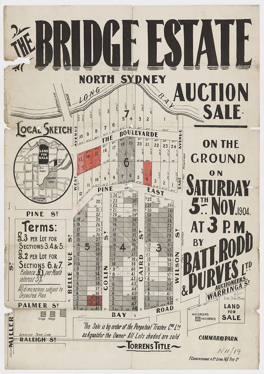 Miller St, Pine St, Belle Vue St, Colin St, Cairo St, Wilson St, The Boulevarde, Pine St East, Bay Rd, Cammeray NSW 1904