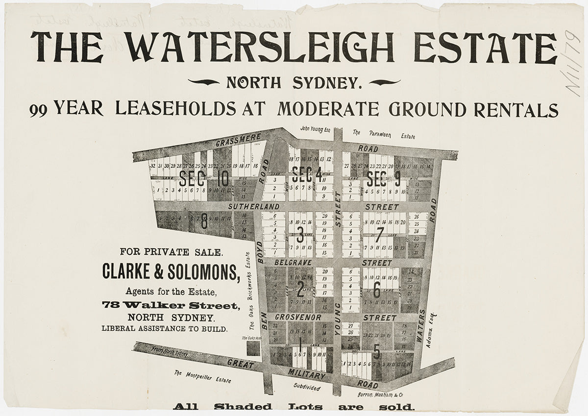 Grassmere Rd, Sutherland St, Belgrave St, Grosvenor St, Great Military Rd, Waters Rd, Young St, Ben Boyd Rd, Neutral Bay, Cremorne NSW