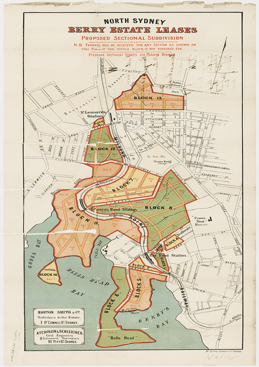 Crows Nest Rd, Horace St, Carr St, King St, Ross St, Fleay St, Clarke St, Edward St, Clifton St, Euroka St, Bank St, Little Blue St, Union St, Thomas St, Chuter St, Sussanah St, Blues Point Rd, Lord St, Lane Cove Rd, Waverton, Wollstonecraft, North Sydney NSW 1893