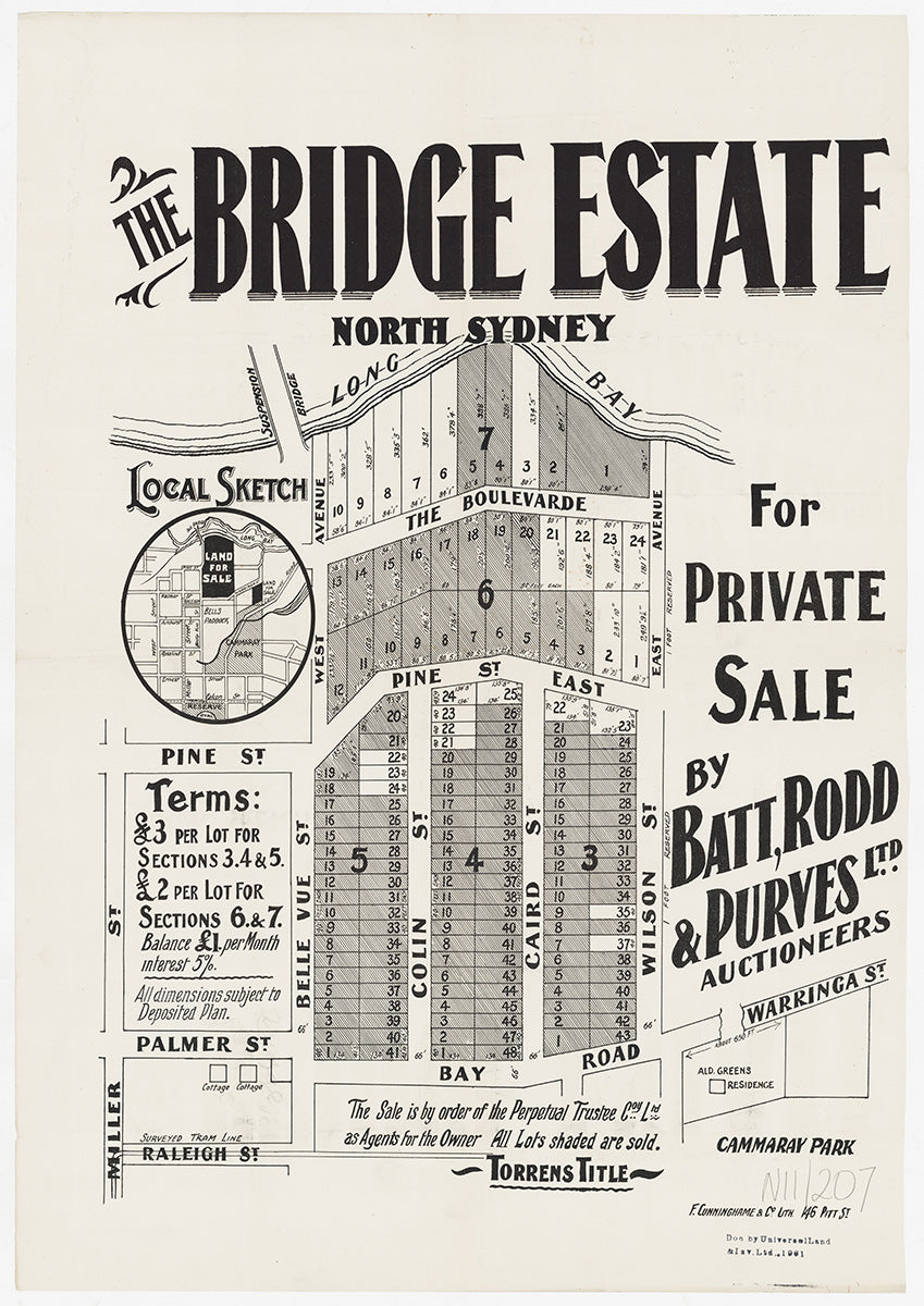 The Boulevarde, Pine St East, Bellevue St, Colin St, Cairo St, Wilson St, Bay Rd, West Ave, East Ave, Palmer St, Raleigh St, Miller St, Warringa St, Cammeray NSW