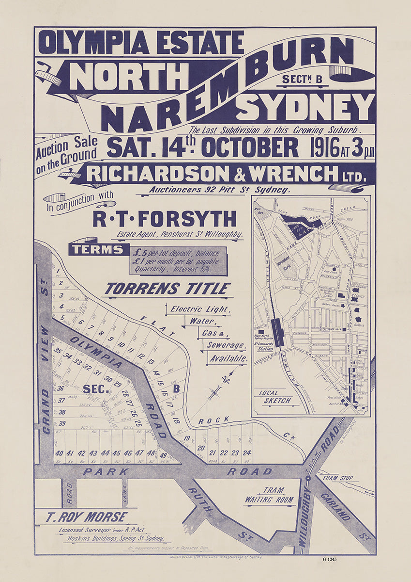 Olympia Rd, Grand View St, Park Rd, Grandview St, Willoughby Rd, Garland St, Ruth St, Naremburn NSW 1916