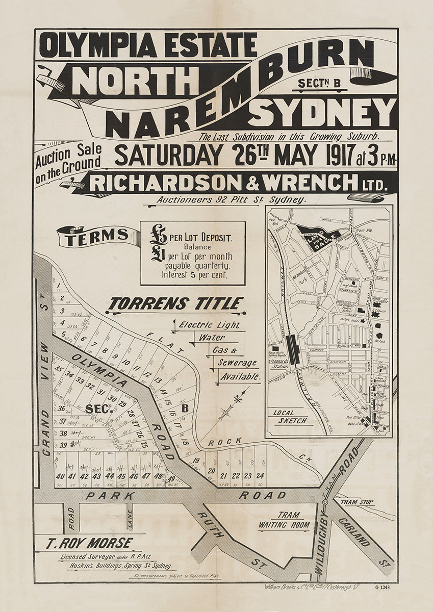 Olympia Rd, Grand View St, Park Rd, Grandview St, Willoughby Rd, Garland St, Ruth St, Naremburn NSW 1917