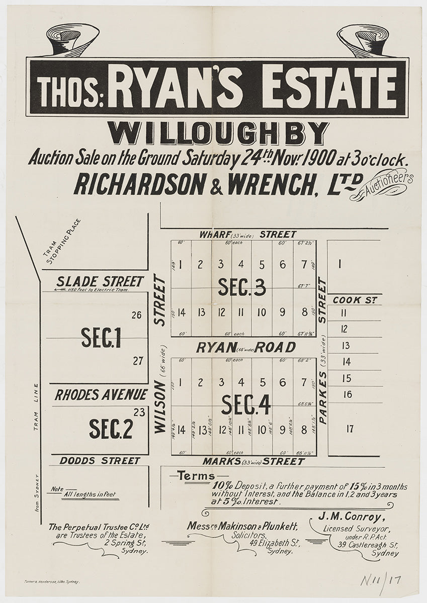 Wharf St, Ryan Rd, Marks St, Parkes St, Wilson St, Grafton St, McBurney St, Brook St, Slade St, Rhodes Ave, Dodds St, Cook St, Naremburn, Cammeray NSW 1900