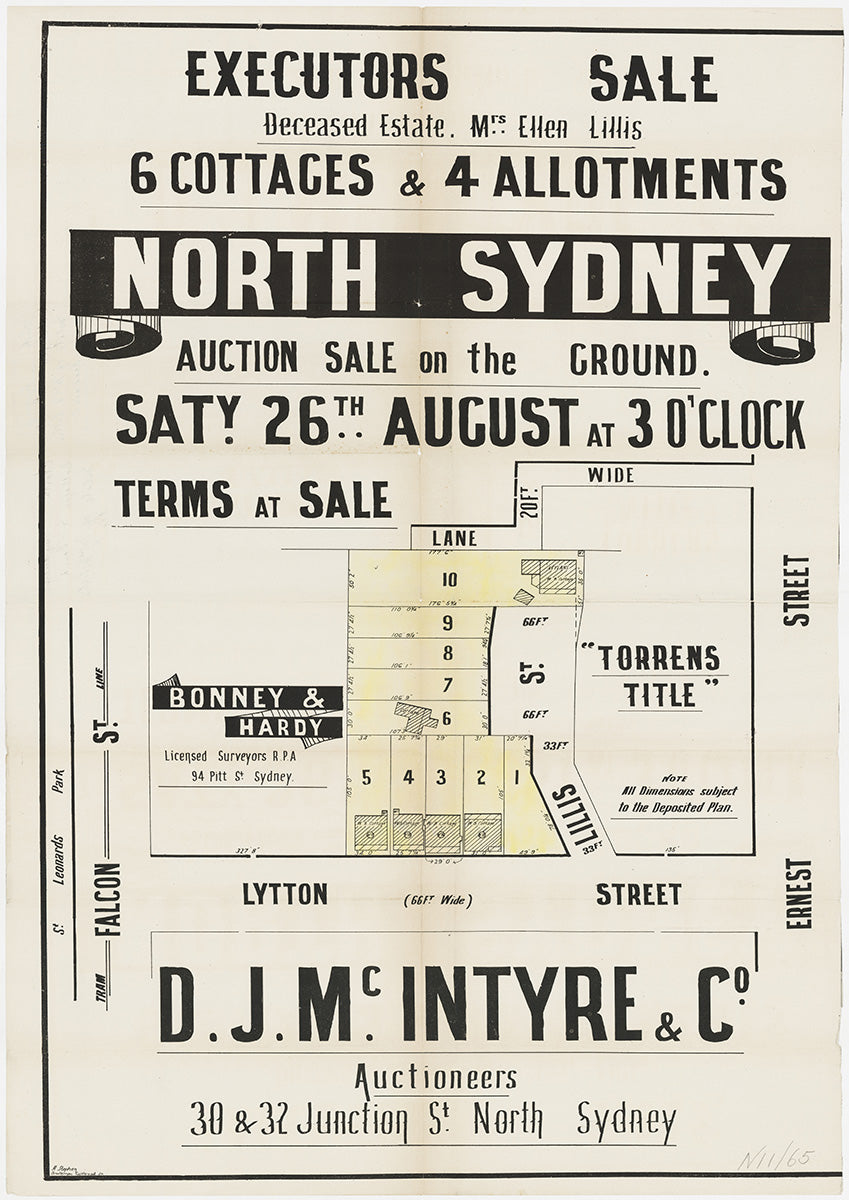 Lytton St, Lillis St, Falcon St, Ernest St, Cammeray, Crows Nest, NSW