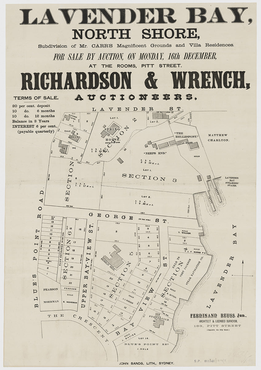 Blues Point Rd, Upper Bayview St, Bayview St, The Crescent, George St, King George St, Walwera St, Wellington Ln, Lavender Bay, McMahons Point NSW