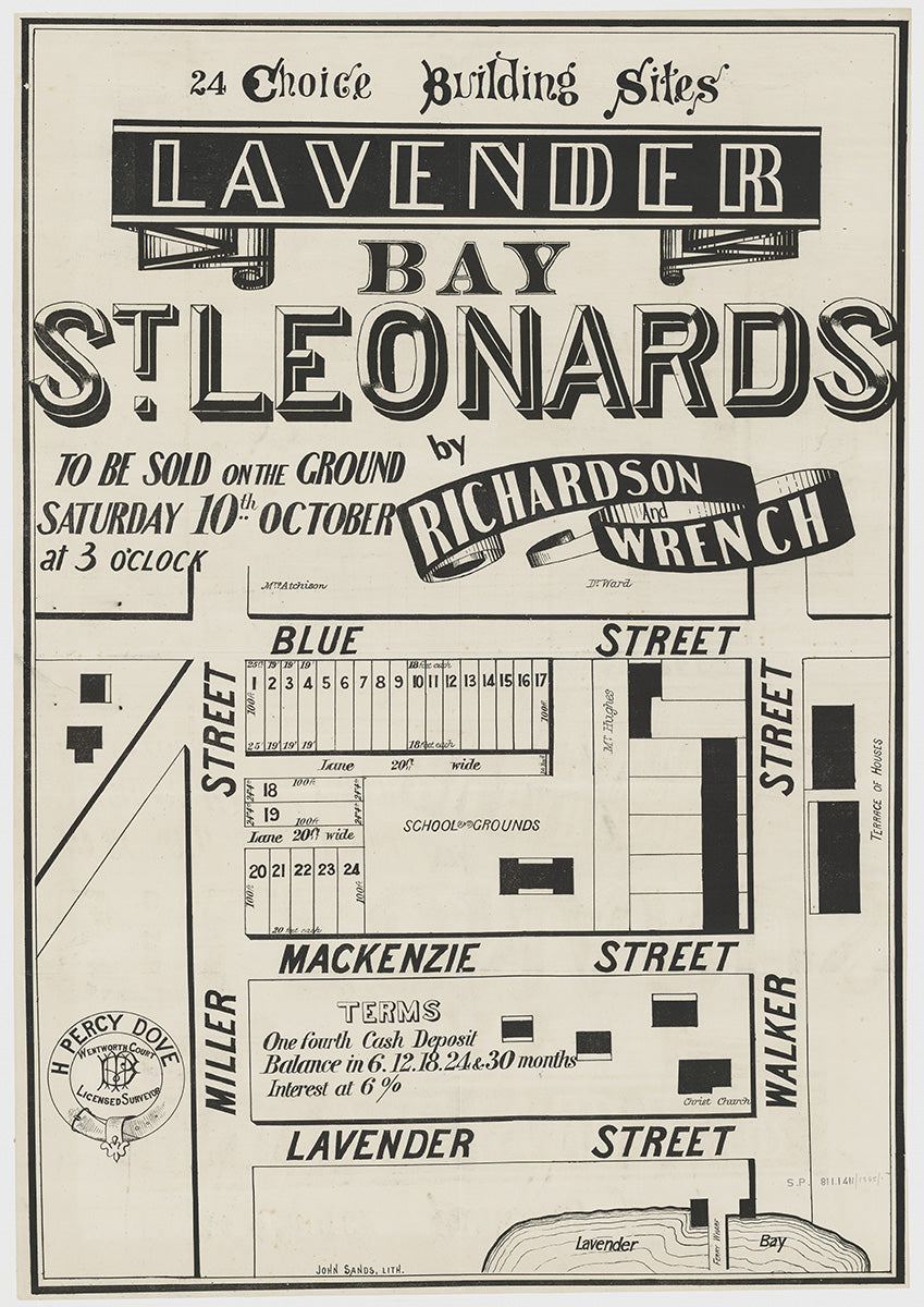 Blue St, Mackenzie St, Miller St, Lavender St, Walker St, Lavender Bay NSW