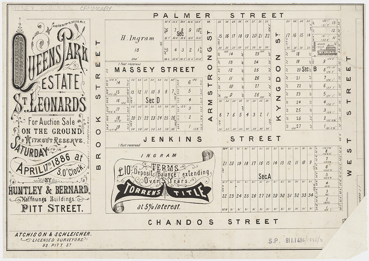 Chandos St, Brook St, Massey St, Jenkins St, Palmer St, Armstrong St, Kingdom St, West St, Cammeray NSW 1886