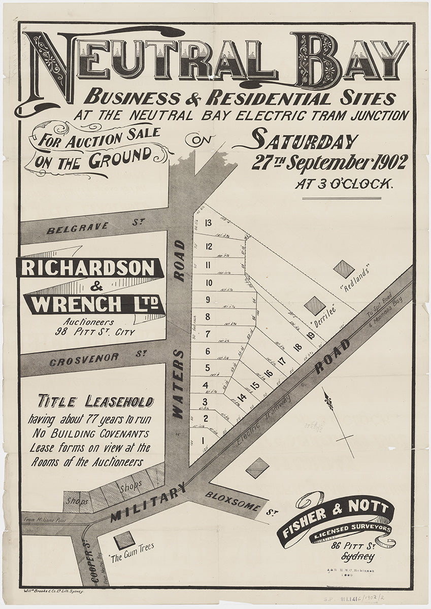 Waters Rd, Military Rd, Belgrave St, Grosvenor St, Cooper St, Bloxsome St, Cremorne, Neutral Bay NSW 1902