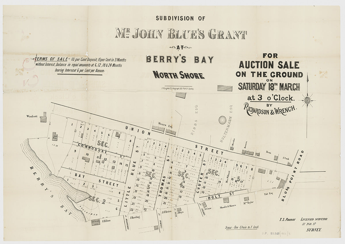 Union St, John St, Commodore St, Bay St, Little Blue St, Thomas St, Chuter St, Holt St, Blues Point Rd, Dumbarton St, John St, Webb St, McMahons Point NSW