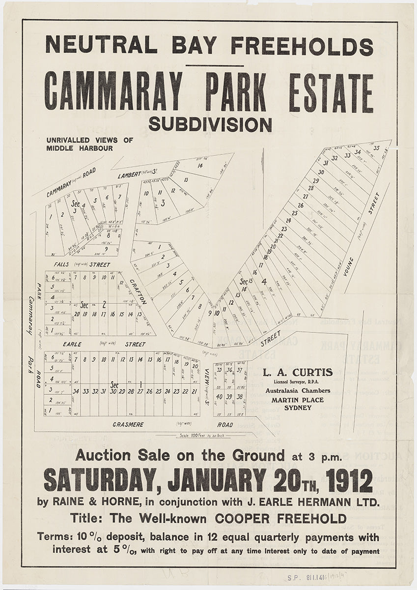 Cammeray Rd, Lambert St, Park Rd, Earle St, Fall St, Grasmere Rd, Grafton St, Creek Ln, Young St, View St, Cammeray, Cremorne NSW 1912