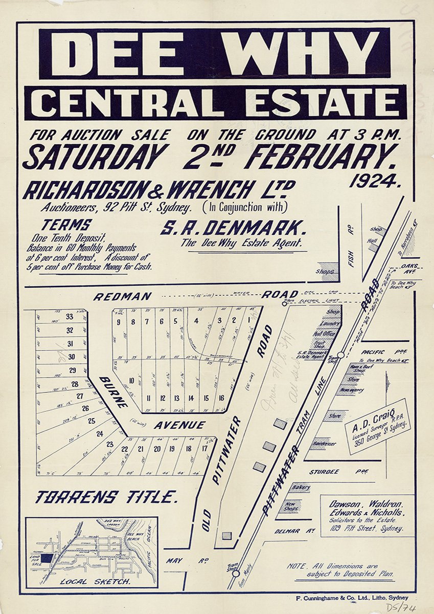 Redman Rd, Pittwater Rd, Burne Ave, Fish Rd, Fisher Rd, May Rd, Delmar Ave, Sturdee Pde, Pacific Pde, Oaks Ave, Dee Why NSW 1924