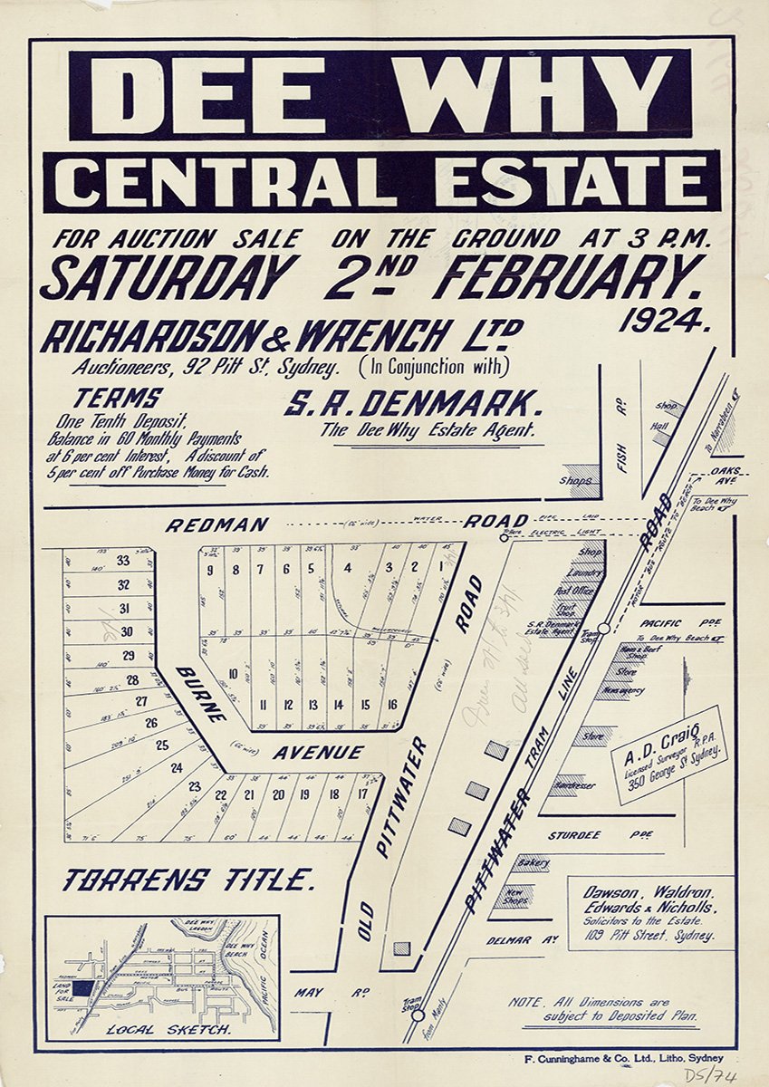 Dee Why NSW 1924 - Historic Subdivisions