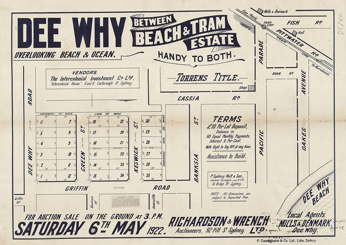 Dee Why Rd, Griffen Road, Green St, Keswick St, Banksia St, Cassia Rd, Undercliff St, Tasman St, Pacific Pde, Oakes Ave, Avon Rd, Fish Rd, Fisher Rd, Pittwater Rd, Headland Rd, Dee Why NSW 1922