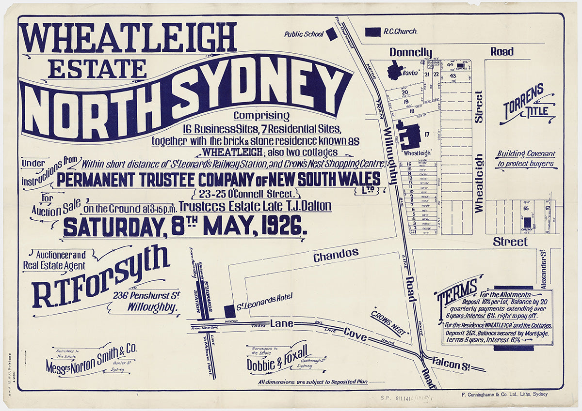 Willoughby Rd, Chandos St, Lane Cove Rd, Wheatleigh St, Donnelly Rd, Falcon St, Alexander St, Kershaw Ln, Pacific Hwy, Naremburn, Crows Nest NSW 1926